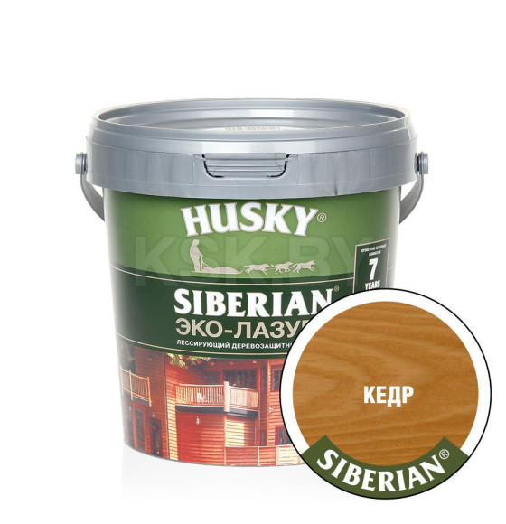 Лазурь для дерева-Эко HUSKY SIBERIAN, полуматовая кедр 0,9л (25169) 