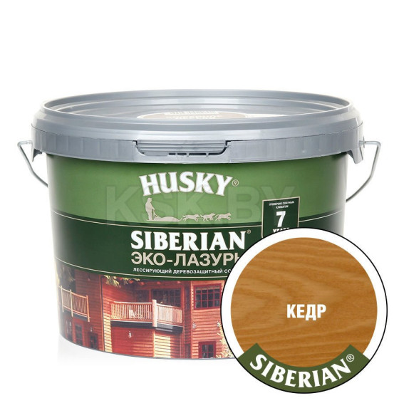 Лазурь для дерева-Эко HUSKY SIBERIAN, полуматовая кедр 2,5л (25196) 