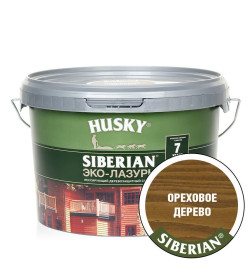 Лазурь для дерева-Эко HUSKY SIBERIAN, полуматовая ореховое дерево 2,5л