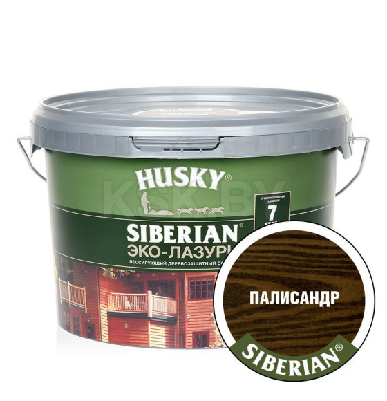 Лазурь для дерева-Эко HUSKY SIBERIAN, полуматовая палисандр (черное дерево) 2,5л (25209) 