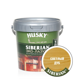 Лазурь для дерева-Эко HUSKY SIBERIAN, полуматовая светлый дуб 0,9л