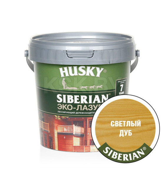 Лазурь для дерева-Эко HUSKY SIBERIAN, полуматовая светлый дуб 0,9л (25183) 