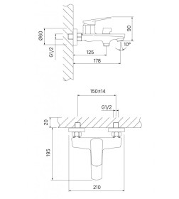 Смеситель для ванны IDDIS Esper, ESPSB00i02WA