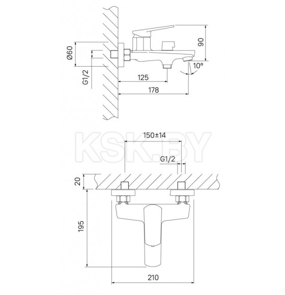 Смеситель для ванны IDDIS Esper, ESPSB00i02WA (ESPSB00i02WA) 