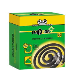 Спирали от комаров Nadzor малодымные без запаха черные 10шт в упаковке
