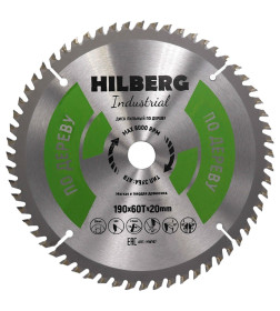 Диск пильный по дереву 190х60Tх20 мм Hilberg Indastrial HW197