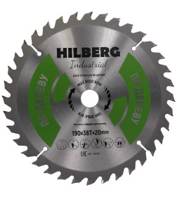 Диск пильный по дереву 190х36Tх20 мм Hilberg Indastrial HW195