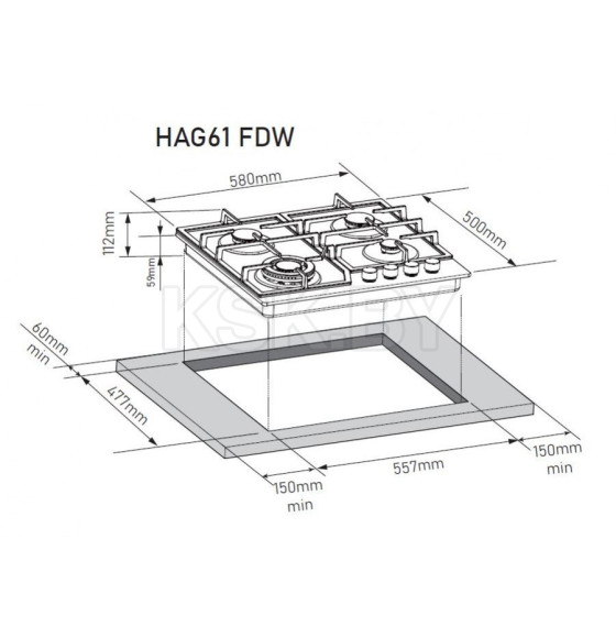 Газовая варочная панель ZORG HAG61 FDW white (HAG61 FDW WH) 