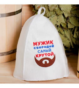 Шапка для бани "Мужик с бородой", войлок Добропаровъ