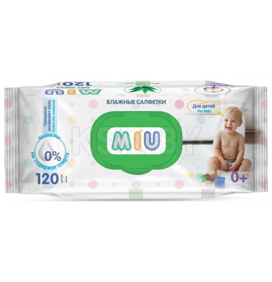 Салфетки влажные детские MIU с экстрактом алоэ 120 шт.