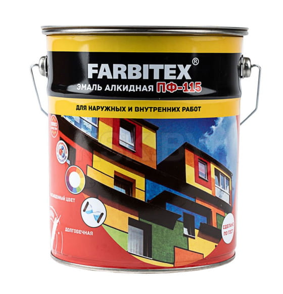 Эмаль алкидная ПФ-115 FARBITEX белая мат,  5 кг (4300004867) 