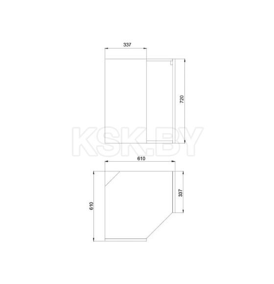 Корпус навесной 610х610х720 мм, угловой 1 полка (20616172) 