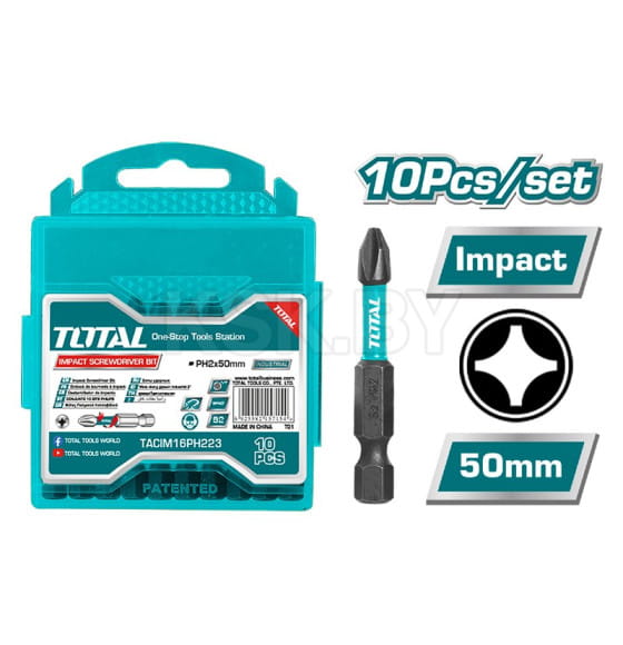 Бита PH 2х50 мм ударная (10 шт.) TOTAL TACIM16PH223 (TACIM16PH223) 