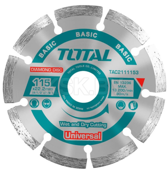 Диск алмазный 115x7,5x22,2 мм TOTAL TAC2111153 (TAC2111153) 