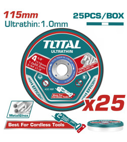 Круг отрезной по металлу 115x1,0x22,2 мм (25 шт.) TOTAL TAC11011525