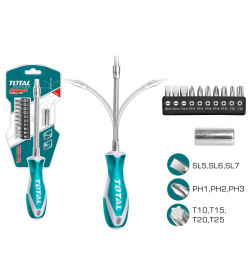 Отвертка гибкая с набором бит (12 предметов) TOTAL THT250FL1206