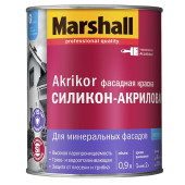 Краска водно-дисперсионная фасадная MARSHALL Akrikor фасадная силикон-акриловая BW ,  0,9 л