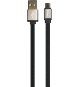 Кабель USB 2.0-microUSB, 1м, 2.4А, двухсторонний, плоский, Partner