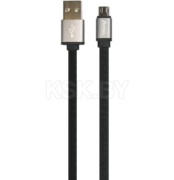 Кабель USB 2.0-microUSB, 1м, 2.4А, двухсторонний, плоский, Partner (PR033304) 