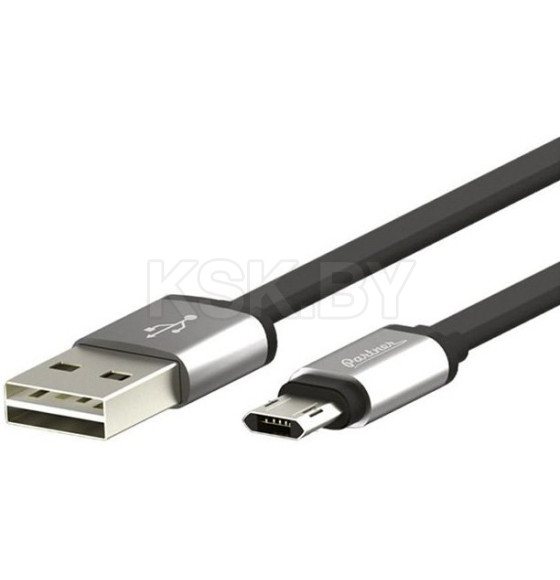 Кабель USB 2.0-microUSB, 1м, 2.4А, двухсторонний, плоский, Partner (PR033304) 