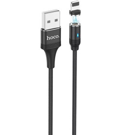 Кабель USB HOCO U76 Fresh magnetic, USB - Lightning, 3А, 1.2 м, черный, с магнитным выходом