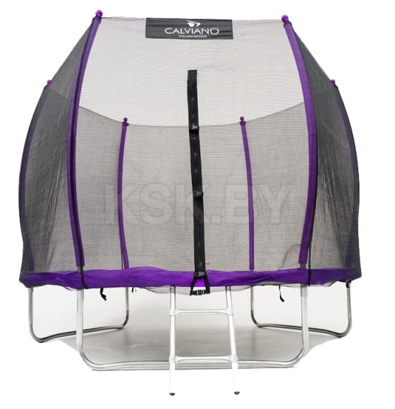 Батут Calviano 252 см (8ft) пружинный с внешней защитной сеткой и лестницей  OUTSIDE master purple
