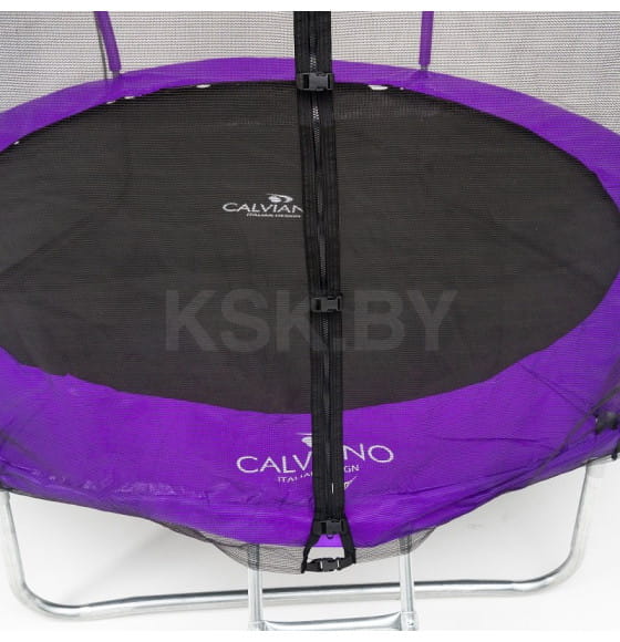 Батут Calviano 252 см (8ft) пружинный с внешней защитной сеткой и лестницей  OUTSIDE master purple