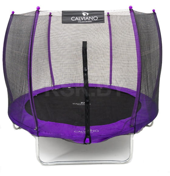 Батут Calviano 252 см (8ft) пружинный с внешней защитной сеткой и лестницей  OUTSIDE master purple
