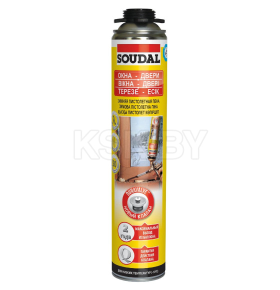 Пена PROF монтажная Soudal Gun Yellow Winter, (выход до 50 л) 750 мл (115003) 