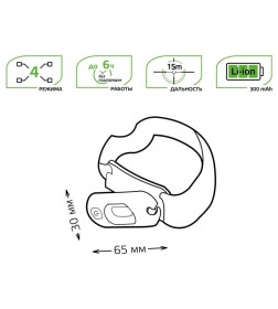 Фонарь налобный GFL408 3W 150lm Li-ion 300mAh LED Gauss
