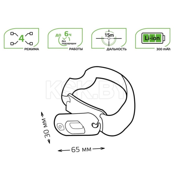 Фонарь налобный GFL408 3W 150lm Li-ion 300mAh LED Gauss (GF408) 