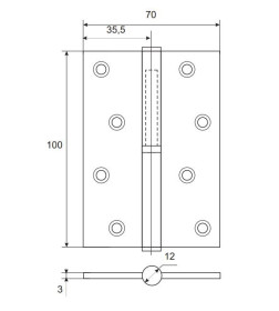 Петля Apecs 100*70-B-Steel-NIS-L (упаковка 2шт.)