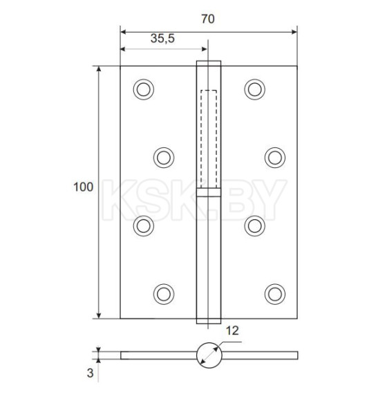 Петля Apecs 100*70-B-Steel-NIS-L (упаковка 2шт.) (13694) 