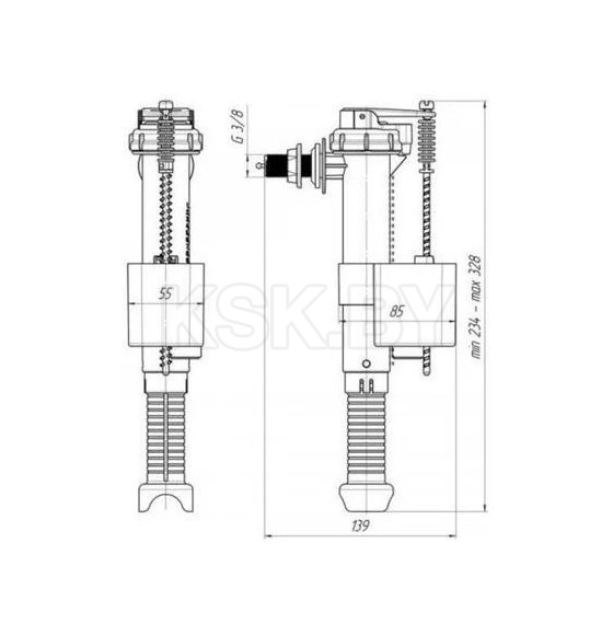 Арматура боковая 3/8 пластик WC5030 АНИ пласт (WC5030) 