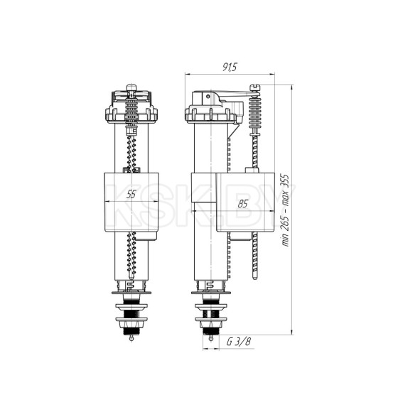 Арматура нижняя 3/8 пластик (WC5530)  (WC5030) 