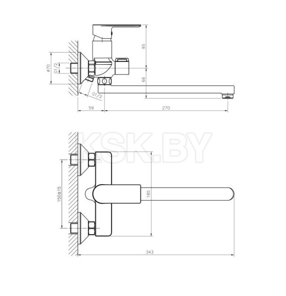 Смеситель Haiba для ванны излив длинный, арт. HB22505 (HB22505) 