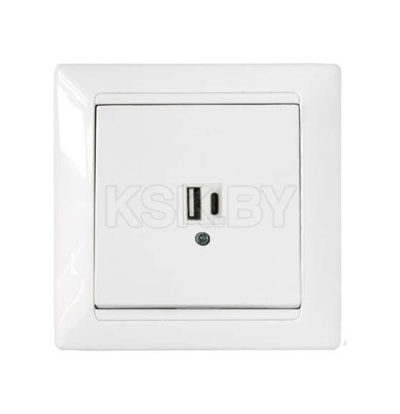 Розетка двойная USB+Type-C (3,4А) белый Стиль Byletrica (РП5-423) 