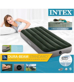 Матрас надувной Intex Downy Airbed (76x191x25) Fiber-Tech, встроенный ножной насос, 64760