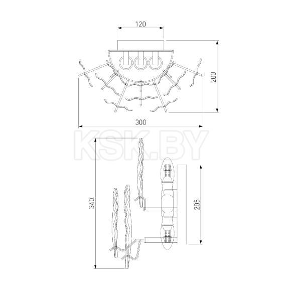 Настенный светильник с фактурным стеклом 369/3 Bogate's (a065317) 