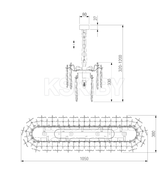 Подвесная люстра с фактурным стеклом 370 Bogate's (a065316) 