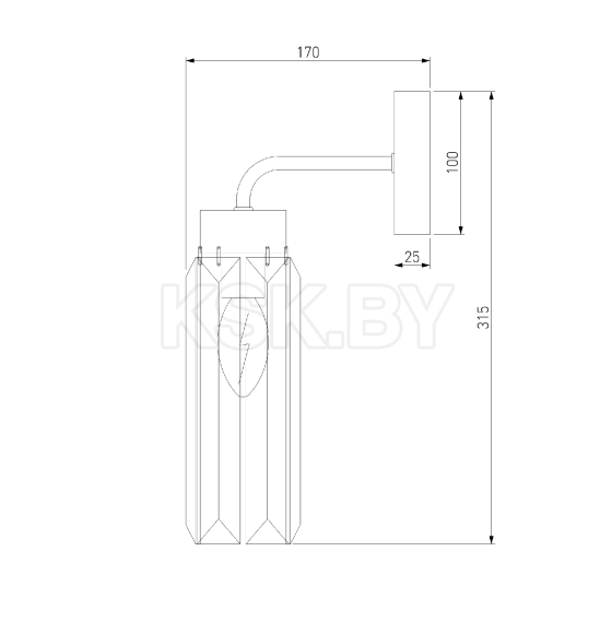 Настенный светильник с хрусталем 60163/1 латунь Eurosvet (a065760) 