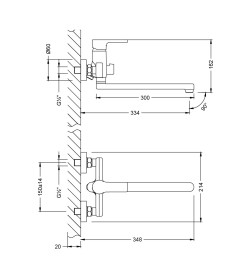 Смеситель для ванны Lemark AURA  LM0651CH