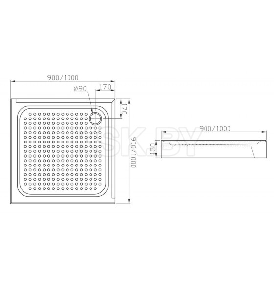 Акриловый душевой поддон IVA TAS100 100x100см (TAS100) 