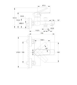 Смеситель для ванны Cersanit MODUO  64097