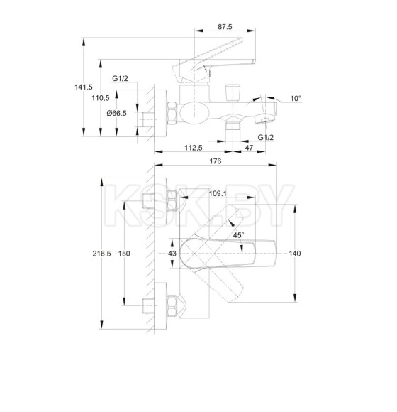 Смеситель для ванны Cersanit MODUO  64097 (64097) 