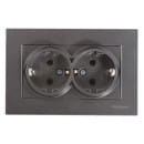 Розетка 2-я без з/к, (в комплекте с рамкой), дымчатый, Rita (2220-203-0295) 