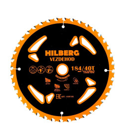 Диск пильный по дереву Hilberg Vezdehod 184*16*40Т*18º (reverse)