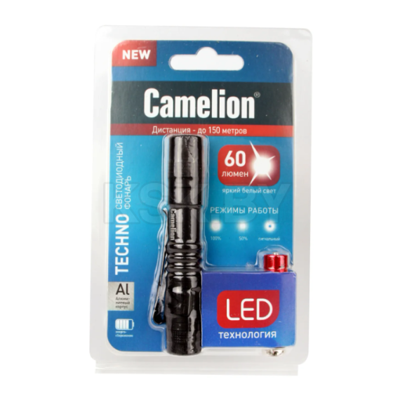 Фонарь ручной LED51516 LED XPE, 3 реж, 1xLR03 в комп. Camelion (12916) 