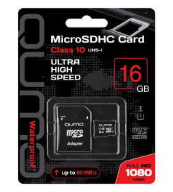 Карта памяти QUMO MicroSDHC 16GB Сlass 10 UHS-I ,3.0 с адаптером SD