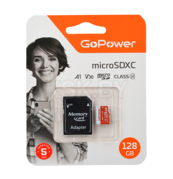 Карта памяти microSD GoPower 128GB Class10 UHS-I (U3) 100 МБ/сек V30 с адаптером (00-00025682) 